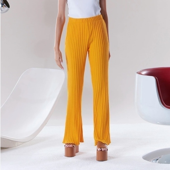 Simon Miller Rib Alder Wide Leg Cropped Pants in Cyrene Orange XS Stretch Comfy - Picture 2 of 10